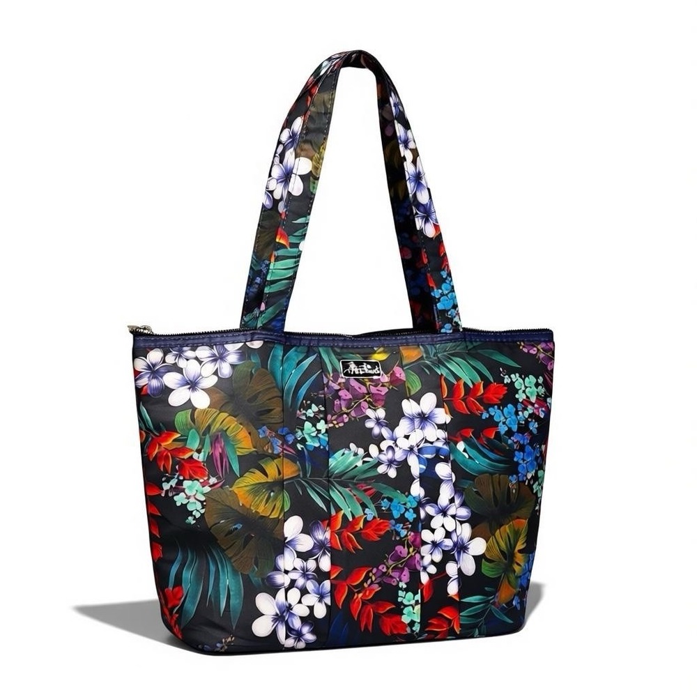 Beach Waterproof Nylon Tote Bag Tropical Floral Print